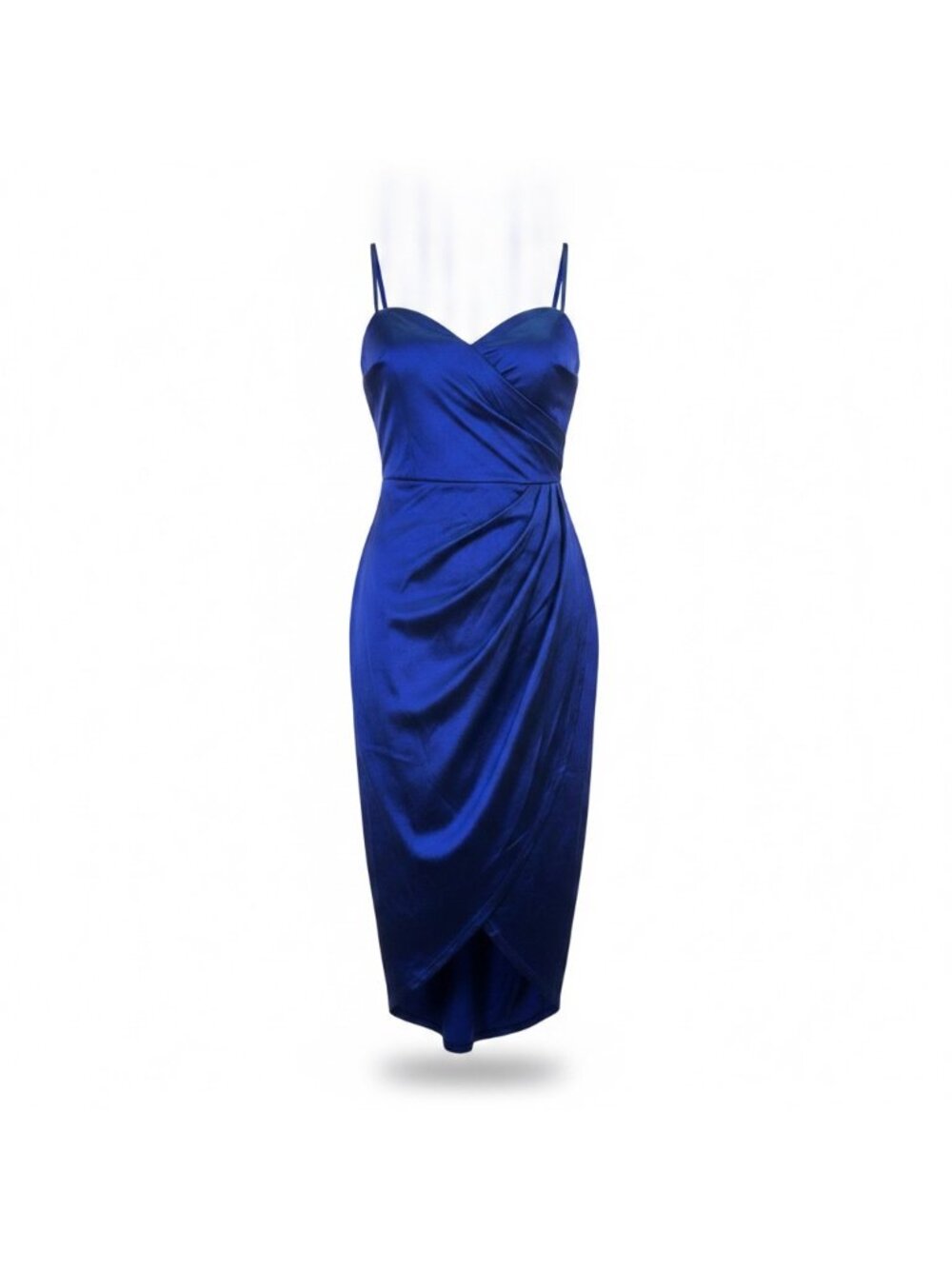Emerald Sundae Womens Cobalt Stretch Satin Strappy Midi Dress Size L